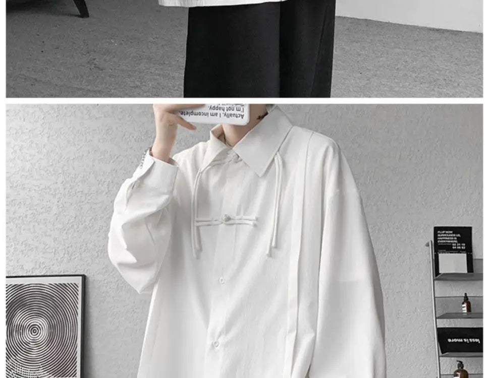 Shirts for men spring and autumn style national fashion design loose and versatile large size