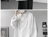 Shirts for men spring and autumn style national fashion design loose and versatile large size outer wear lapel long sleeved tops