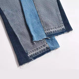 2024 european and american patchwork washed wide denim jeans y2k street wear splicing patches damaged flare pants jeans for men vintage washed jeans
