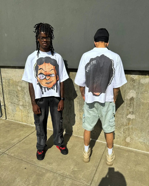 harajuku summer casual graphic t shirts men cartoon big head streetwear oversized y2k tops gothic clothes goth women clothing clean everyday pants