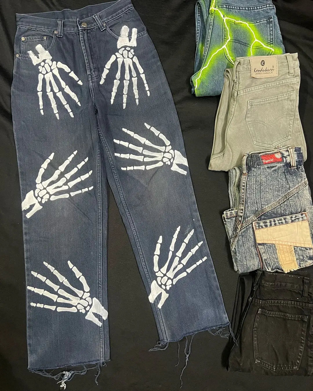 hip hop casual green lightning pattern mens pants sweatpants y2k men jeans street straight harajuku streetwear men clothing streetwear sweatpants
