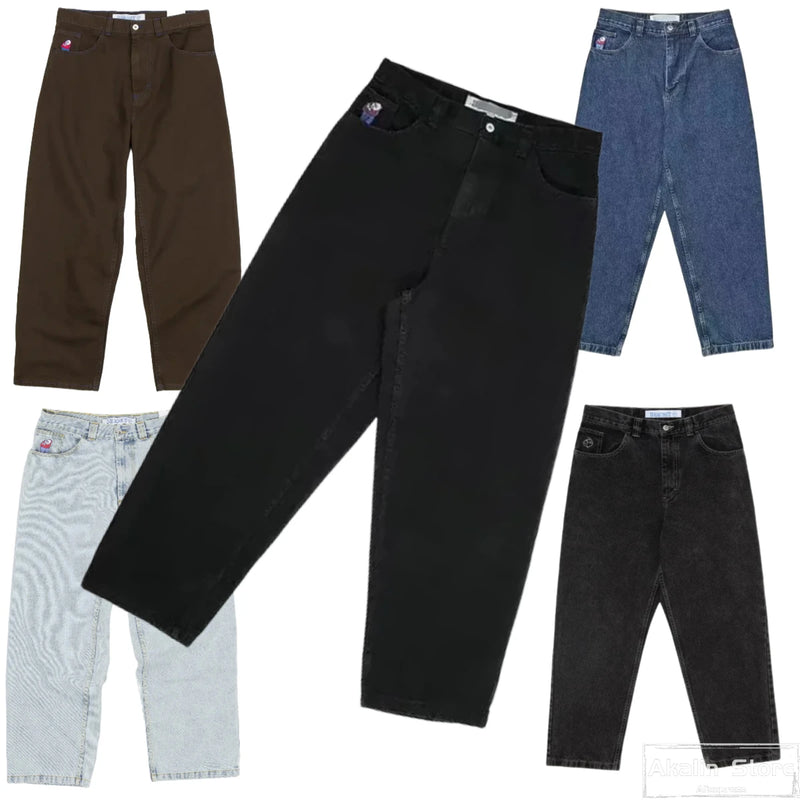 y2k gothic polar big boy baggy jeans cartoon embroidery streetwear mens womens fashion denim pants hot sell wide leg trouser denim street jeans