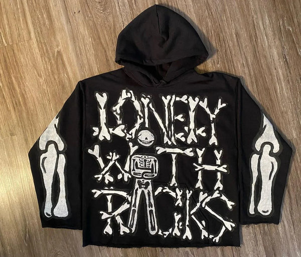 Y2K Womens Clothing Sweatshirt Long Sleeved Pullover Handdrawn Pattern