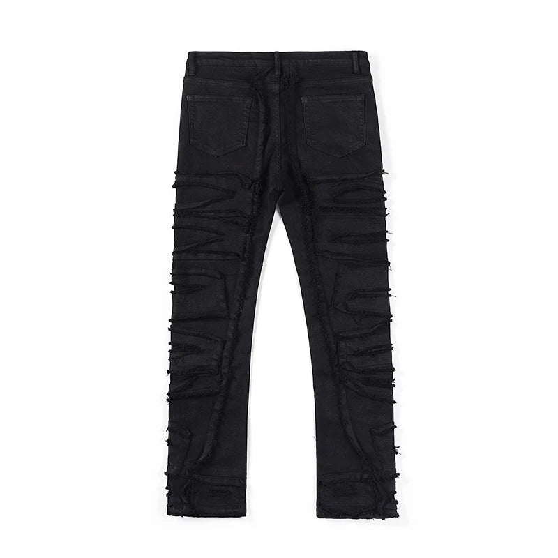 retro hole ripped distressed jeans for men straight washed harajuku hip hop loose denim trousers vibe style casual jean pants unique jeans style 847