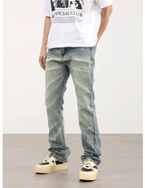 retro striped washed denim jeans flare pants unisex hip hop fashion streetwear harajuku loose straight y2k mens jeans joggers unique joggers style 4389
