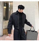 men 2 pieces sets quilted short cargo jacket pant autumn winter korean streetwear casual thicken bomber coat trousers suits unique cargo style 2769
