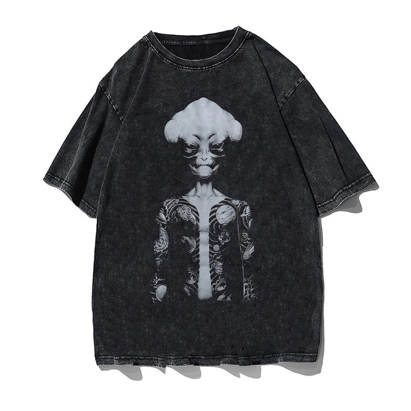 Vaporwave Oversized shirt – Skull Letter Print Gothic Tshirt Punk Streetwear T Shirts Lo