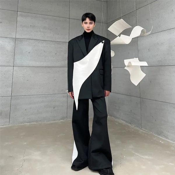 flare pants men vintage fashion casual bell bottom trousers male streetwear net celebrity long pants stage costume minimalist street pants