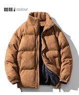 Streetwear Men's Winter Harajuku Fashion Jacket Parkas Bubble Jacket Oversize Warm Solid Coat Faux Suede Puffer Jacket