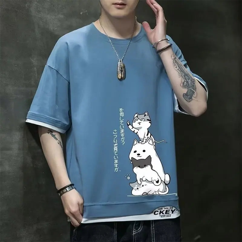 Y2k Aesthetic piece – New Mens Harajuku T Shirt Japan Graphic Hot Sale Cartoon Cas