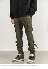 mens high street jeans casual hip hop military cargo pockets trousers new fashion slim fit zipper skinny denim pants joggers unique joggers style 2699