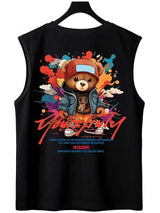 Vaporwave Angelcore design – New Hip Hop Fashion Graffiti Bear Print Tank Tops Mens Cloth