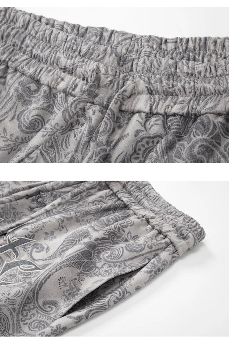 hip hop loose fit elastic waist pants fashion paisy ankle pants mens casual letter embroidery drewstring sportwear pants joggers unique joggers style 3536