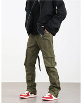 mens hip hip pants retro cargo pant streetwear side pockets bottom zipper harajuku joggers casual loose straight cotton trousers unique joggers style 3831