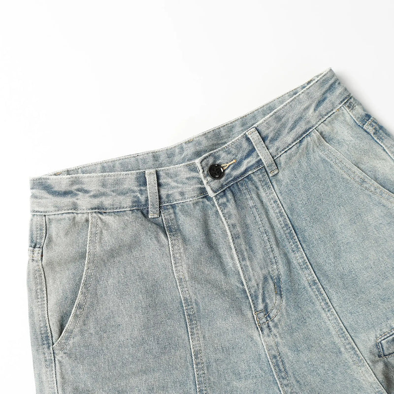 vintage multi pocket jeans mens harajuku cargo denim pants retro hip hop straight loose jean pants men clothing combat utility trousers