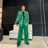 men sequin embroidery velvet loose casual 2 pieces suits blazers jacket pant sets stage party dress suits performance costumes unique default style 2847