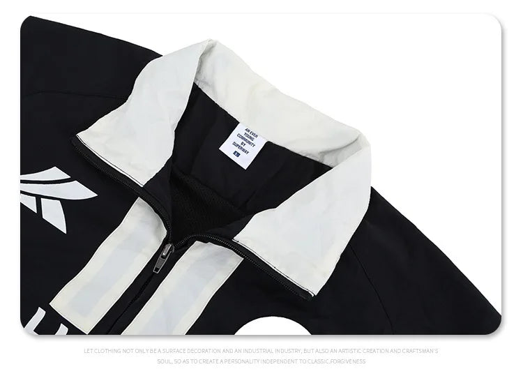 Black Techwear Zip Jacket with Stand Collar – Urban Street Fit