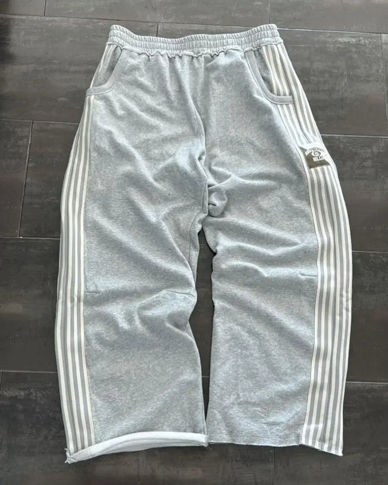 y2k street simple fashion casual sports trousers men y2k harajuku retro wide leg pants trendy brand oversized trousers women unique default style 3313