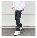 patchwork design denim flare jeans pants men casual zipper straight biker trousers jeans fashion streetwear hip hop jean joggers unique joggers style 2596