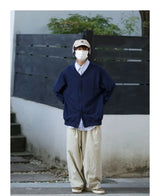 mens casual 2 pcs sets fake two pieces cotton shirt corduroy street wide leg pants sets japanese college retro couples suit unique default style 4552