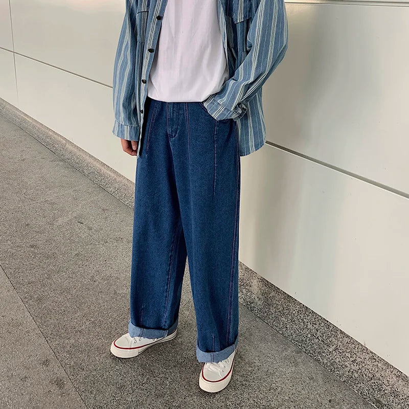 men wide leg jeans loose straight baggy denim pant mens womens streetwear skateboard pants oversized hip hop casual trousers ripped baggy denim