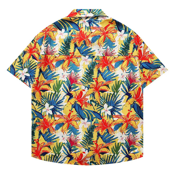 Men Shirts Summer Sclassic Flower Clothing Retro Hawaiian Vacation Shirts Daily Versatile Loose Tops Fashion Half Sleeve Shirt