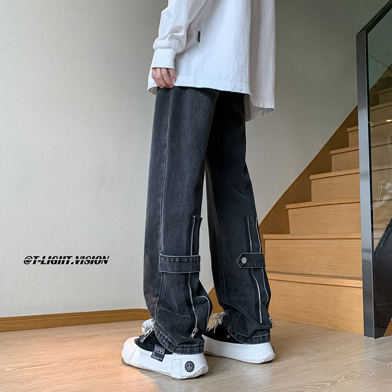 2023 summer new light luxury fashion pants comfortable casual jeans men straight trousers boutique clothing simple style unique jeans style 3925