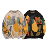 fashion knitted sweater mens autumn winter o neck birds pattern pullover streetwear unisex casual loose sweaters jumper knitwear - oversized streetwear hoodie, trendy hip hop fashion hoodie, urban fashion pullover