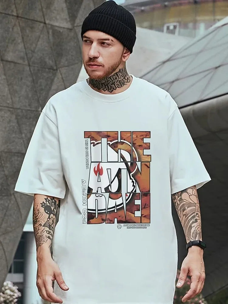 Y2k Barcode glitch – Hip Hop Panda Graphic Printed T Shirt For Men Summer Casual