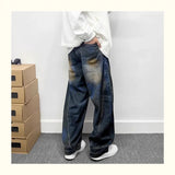 autumn hip hop graffiti painted baggy jeans mens y2l streetwear wide leg denim pants punk fashion distressed gradient jean unique jeans style 255