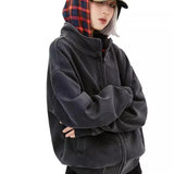 New Plaid Color Blocked Sweatshirt Jacket Mens Cotton High Street Japa