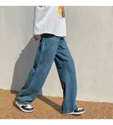 4 colors baggy jeans men fashion casual wide leg jeans men streetwear loose hip hop straight denim pants mens trousers m 2xl unique jeans style 4038