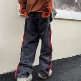 2023 cool design side zipper oversize hip hop men wide jeans pants y2k clothes straight loose punk denim trousers pantalon homme ripped baggy denim