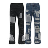 distressed skinny flared micro flare jean for mens mesh big destroyed ripped denim jeans hip hop biker jeans pants male unique jeans style 1333