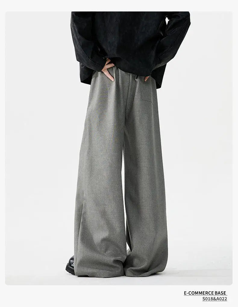 men loose casual korean streetwear fashion vintage straight wide leg suit pants trousers cityboy baggy pants unique default style 1721