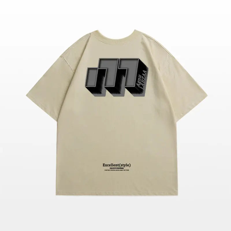 Skatercore Chrome print – Hip Hop Street Personality Letter Print Round Neck Short
