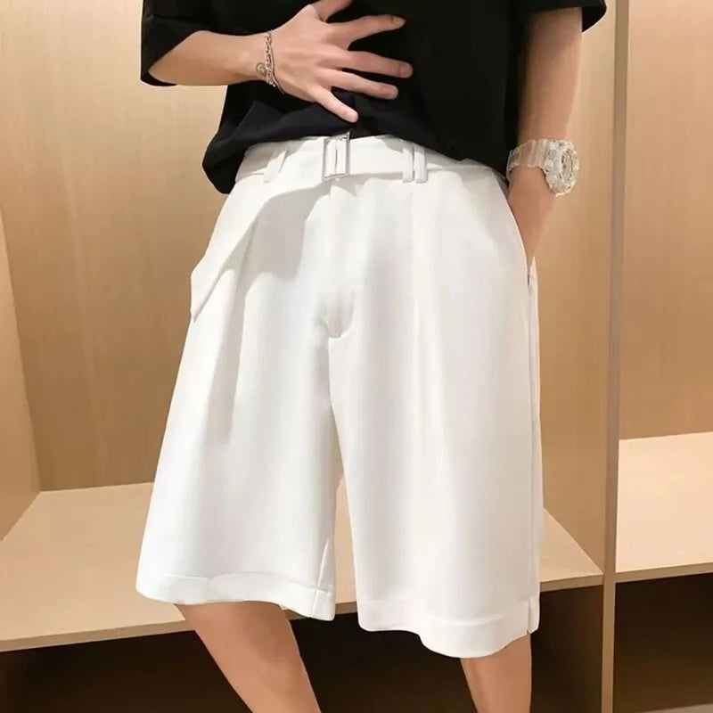 mens suit shorts summer fashion korean version solid color drape five point pants popular casual trend loose street y2k shorts unique shorts style 3397