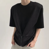 Harajuku Melting smiley – 2024 Mens Retro Shoulder Pad Short Sleeve T Shirt Loose O Ne
