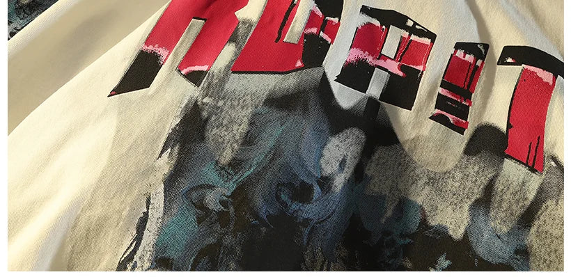 Y2k Aesthetic piece – American Retro High Street Pure Cotton Short Sleeved T Shirt