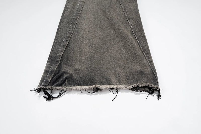black gray gradient slim jeans floor mop flared pants high street new trendy fashionable hip hop washed vintage mens jean pants unique jeans style 921