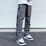 retro hip hop drawstring back zipper breathable casual trousers mens straight solid color vibe style oversized track pants urban fashion pants