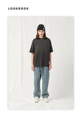 Spring Summer New Products Fried Color Wash Water Gradient Color Loose Short-sleeved Casual Basic Bottoming Round Neck