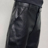 men streetwear fashion hip hop punk gothic vibe casual leather bell bottoms pant man boyfriend flared trousers unique default style 3011