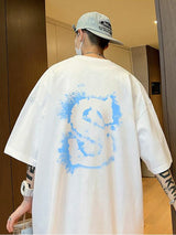 Cyberpunk Graphic tee – Dragon Design Letter S Print Tops Men Fashion Crewneck Short