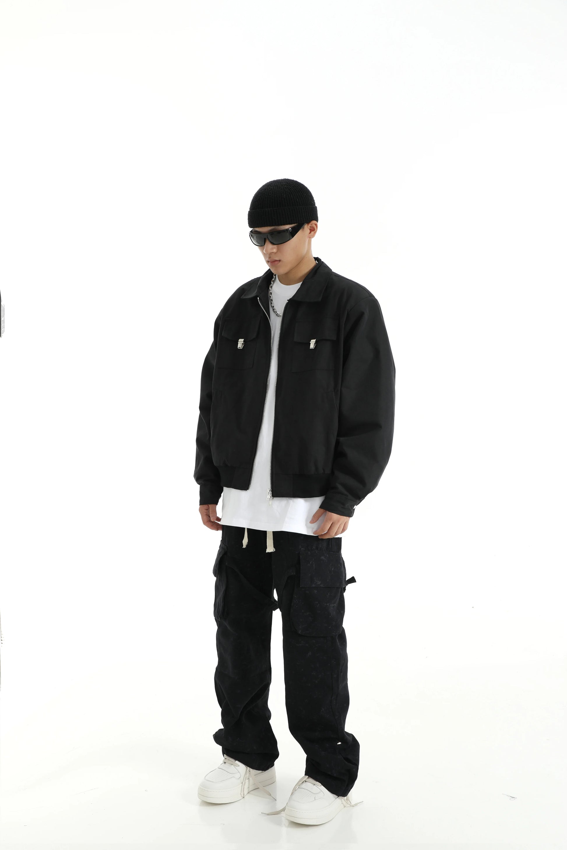 mens soild color jacket and coat casual zipper bomber jackets with pocket high street cargo outerwear short homme men clothin - variant style 79cd68 for streetwear fashion