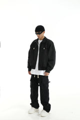 mens soild color jacket and coat casual zipper bomber jackets with pocket high street cargo outerwear short homme men clothin - variant style 79cd68 for streetwear fashion