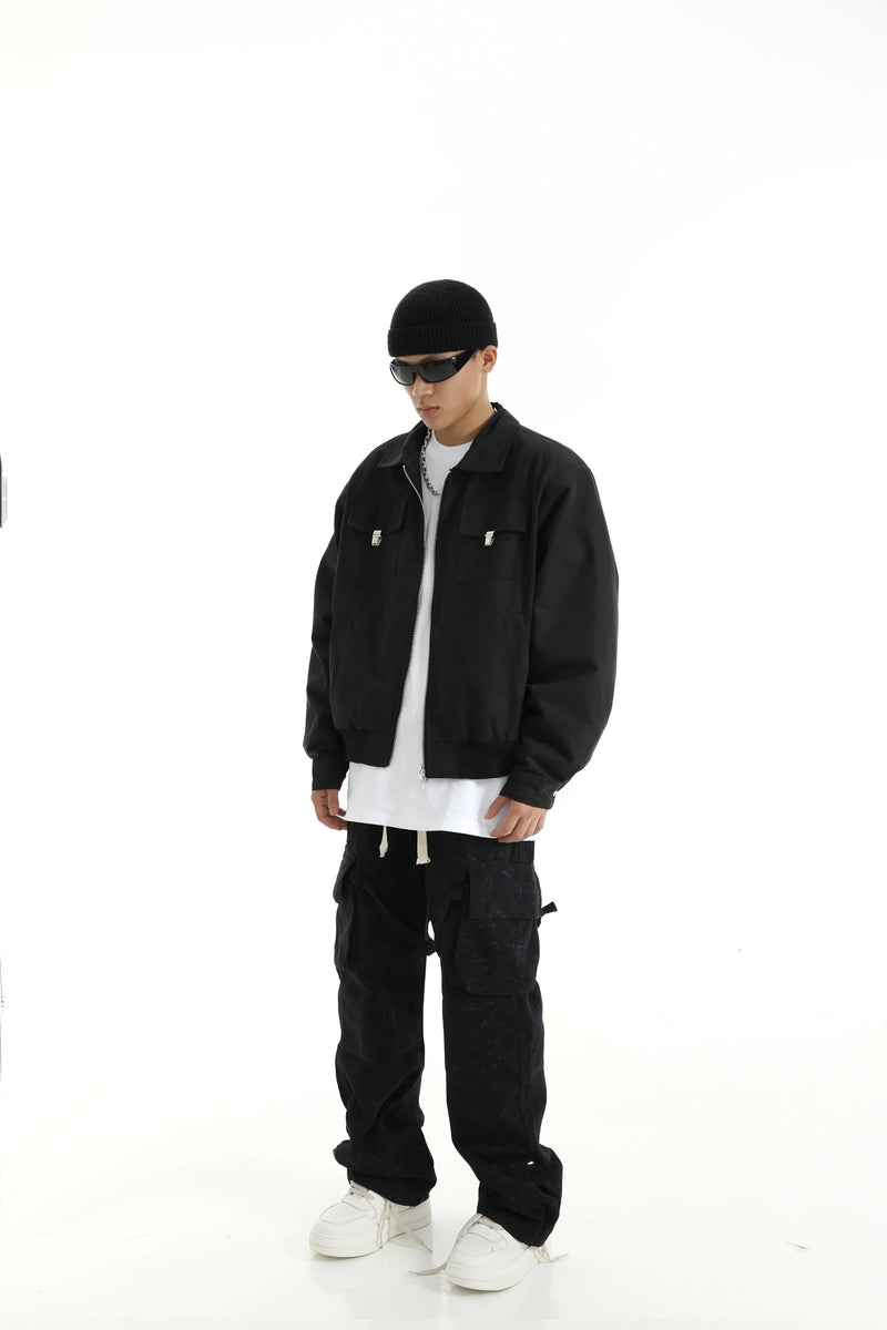 mens soild color jacket and coat casual zipper bomber jackets with pocket high street cargo outerwear short homme men clothin - variant style 79cd68 for streetwear fashion