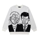 mens anime sweater knitted pullovers casual long sleeve loose o neck warm cotton harajuku sweaters new design jumpers knitwear - soft fleece-lined outerwear, unisex casual winter pullover, gothic aesthetic hoodie for winter