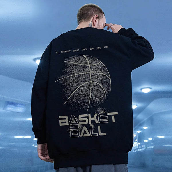 Funny Cartoon Basketball Graphic Pullovers Fleece Sweatshirts Hombre