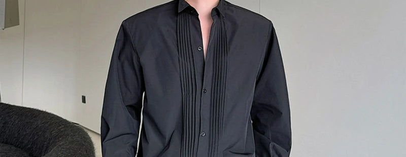Men French Vintage Fashion Business Casual Long Sleeve Loose Dress Shirts Man Korean Streetwear Party Shirt Blouses